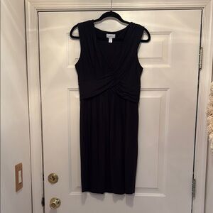 LOFT Elegant Black Draped Midi Dress